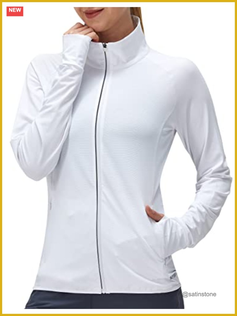 Upf 50+ Long Sleeve Sun Protection Athletic Hiking Shirt Zip Up Jacket